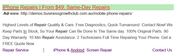 google ad mobile phone repair   start your own business working from home services 